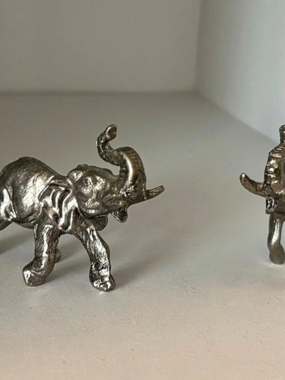 Elephant Figurine Set in Silver